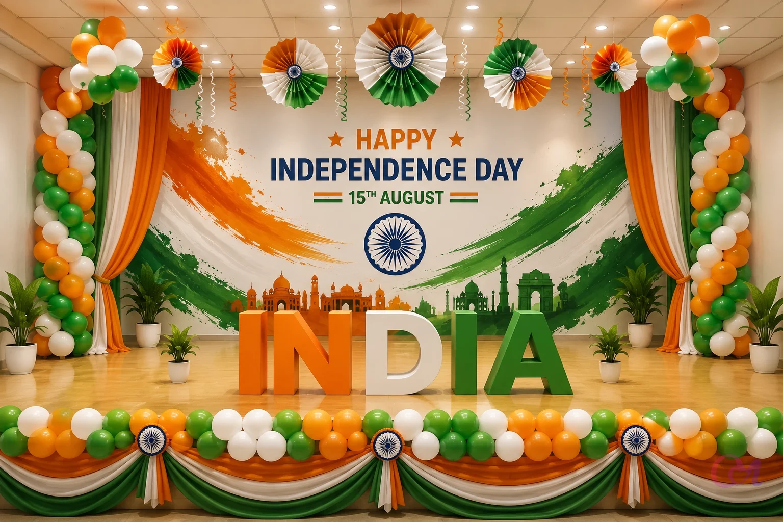 Grand tricolor stage decoration