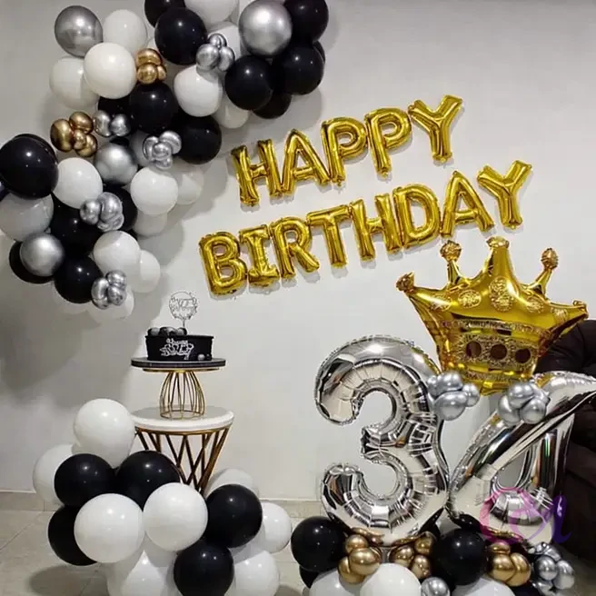 Black Gold Birthday Balloon Decor image 3
