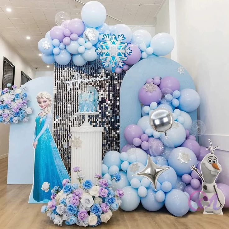 Premium Silver Sequin Frozen Birthday Decoration image 2
