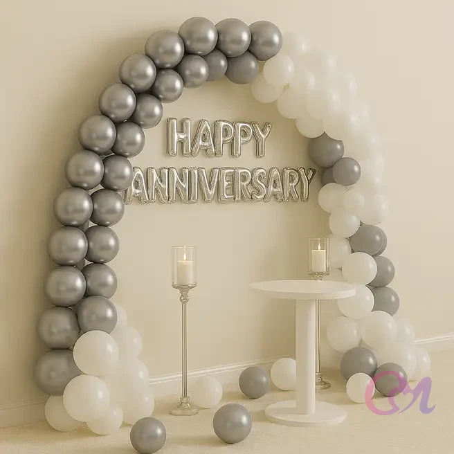 Silver N Grey Anniversary Balloon Decor image 4