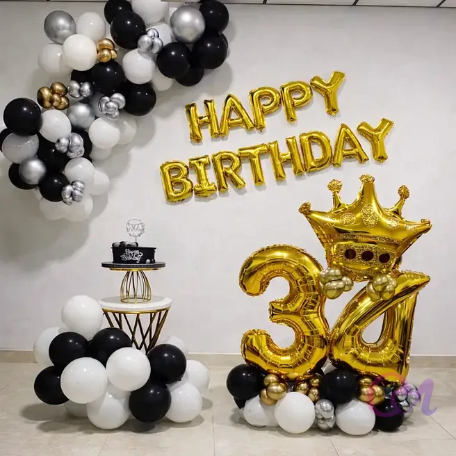 Black Gold Birthday Balloon Decor image 2